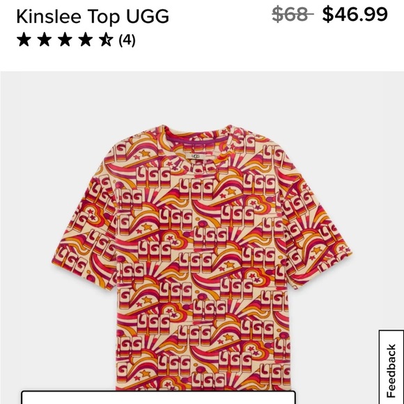 UGG Kinslee Top Velvet Fleece Oversized Short Sleeve T-shirt Retro 70s New w tag - Picture 5 of 16